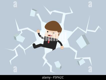 Businessman breaking the wall to Freedom, VECTOR, EPS10 Stock Vector