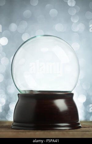 Empty snow globe Christmas background Stock Photo