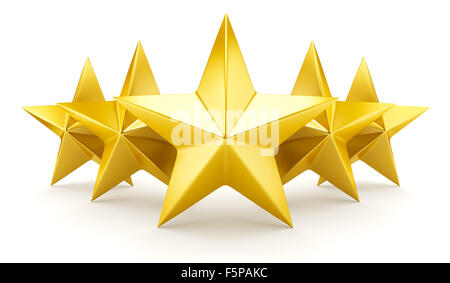 Five star rating - shiny golden stars Stock Photo