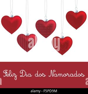 Feliz Dia Dos Namorados banner. Happy Valentine s Day in Portuguese.  Brazilian holiday on June 12. Vector template for greeting card, poster,  etc Stock Vector Image & Art - Alamy