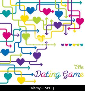 Dating game maze card in vector format. Stock Vector