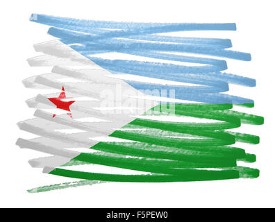 Flag illustration made with pen - Djibouti Stock Photo