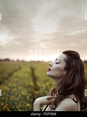 Beautiful portrait of a young brunette lady Stock Photo