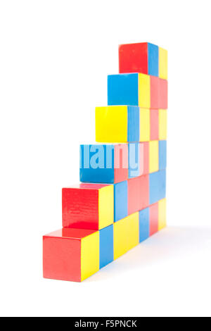 Steps from play blocks. Isolated on white Stock Photo