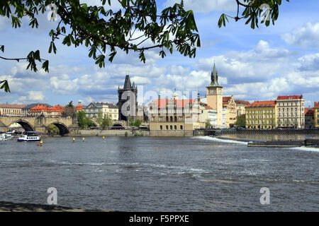 Colored buildings near the Charles Bridge in Prague, Czech Republic Stock Photo
