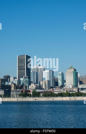 Canada, Quebec, Montreal. Downtown skyline waterfront view of Montreal. Stock Photo