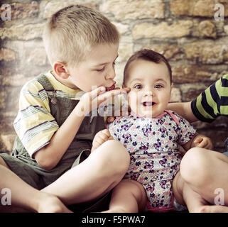 Portrait of the two cute children Stock Photo