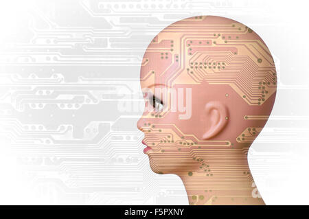 Double exposure artificial Intelligence concept with copyspace Stock Photo