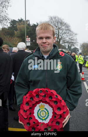 Biggin Hill,UK,8th November 2015,Andrew Larby laid a wreath on behalf of the London Ambulance Service at a ceremony in Biggin Hill Ken Credit: Keith Larby/Alamy Live News Stock Photo