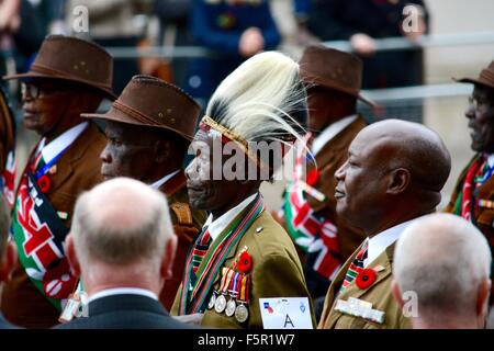 London, UK. 8th November, 2015. UK Remembrance Sunday. Soldiers from the commonwealth march in London. Credit:  Marc Ward/Alamy Live News Stock Photo
