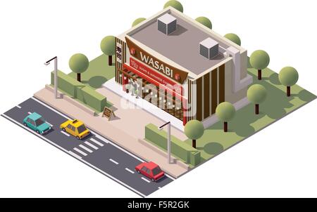 Vector isometric sushi restaurant Stock Vector