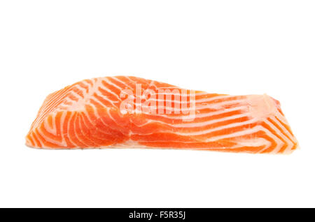 Raw sea trout fillet isolated against white Stock Photo