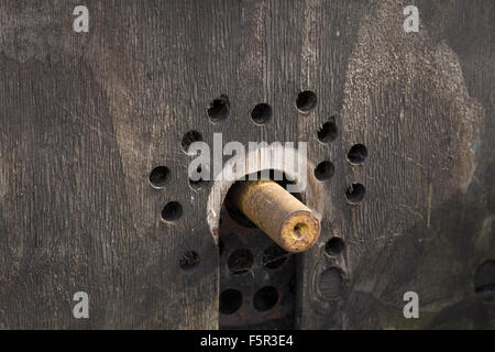 Make Shift Wooden Wheel and Axel Stock Photo