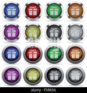 Set of gift glossy web buttons. Arranged layer structure. Stock Vector