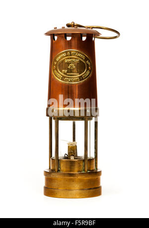 Vintage coal mining safety lamp by E. Thomas & Williams Ltd, Aberdare, Wales. Serial number 73533. Stock Photo