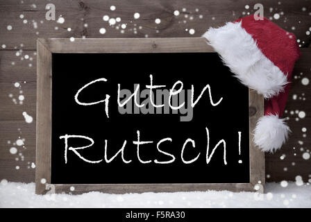 Gray Christmas Card, Chalkboard, Guten Rutsch Mean New Year Stock Photo