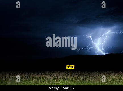 USA, California, Lightning over hillside Stock Photo
