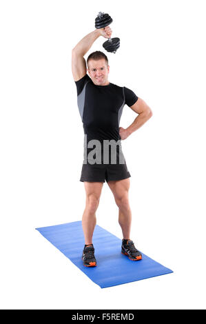 Standing Triceps Extension Dumbbell Workout Stock Photo