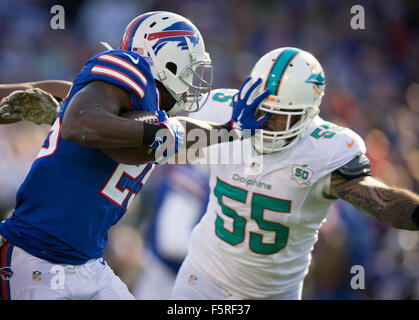 New York Giants Quarter Eli Manning outruns a Miami Dolphins sack for a  touchdown at Wembley Stadium in London, England on Sunday October 28, 2007.  This is the first NFL game that