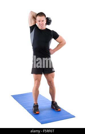 Standing Triceps Extension Dumbbell Workout Stock Photo