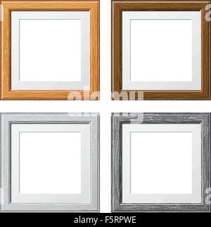 Collect Wooden Frames for Photo or Pictures, isolated on white background. Vector Illustration. Stock Vector