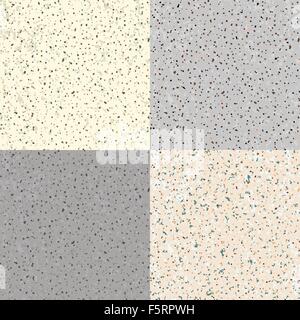 Set 4 Seamless Grunge Flecked Stone Texture with various variants of color. Vector Illustration. Stock Vector