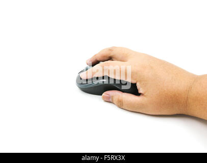 Computer mouse in hand isolated on a white background Stock Photo