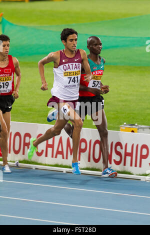 Hamza Driouch of Qatar during 1500 meters event of the 20th World Junior Athletics Championships, 2012 in Barcelona, Spain Stock Photo