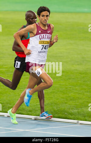 Hamza Driouch of Qatar during 1500 meters event of the 20th World Junior Athletics Championships, 2012 in Barcelona, Spain Stock Photo