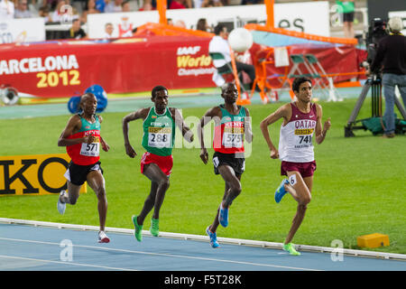 Hamza Driouch of Qatar during 1500 meters event of the 20th World Junior Athletics Championships, 2012 in Barcelona, Spain Stock Photo