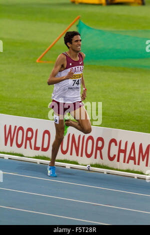 Hamza Driouch of Qatar during 1500 meters event of the 20th World Junior Athletics Championships, 2012 in Barcelona, Spain Stock Photo