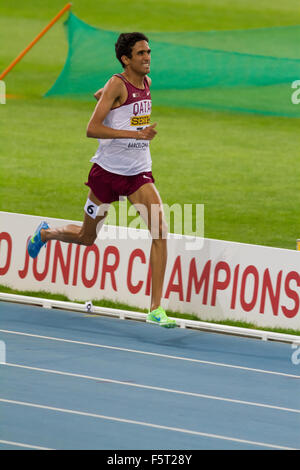 Hamza Driouch of Qatar during 1500 meters event of the 20th World Junior Athletics Championships, 2012 in Barcelona, Spain Stock Photo