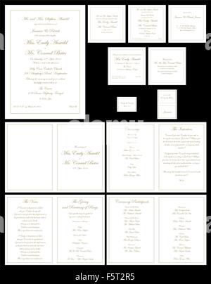 Wedding invitation set in vector format. Stock Vector