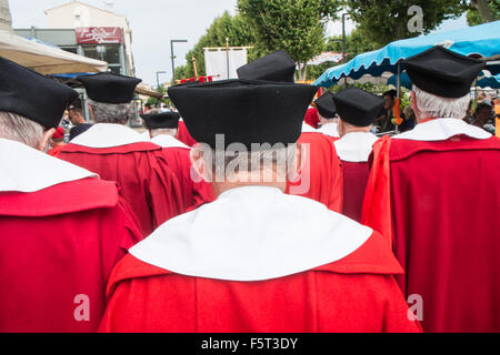 At parade of wine merchants organization of the wine producing regions in centre of Narbonne,Languedoc,Aude,South,France. Stock Photo