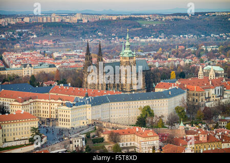 view from Petrin Observation, Prague, Czech republic, Bohemia, EU, Europe. Stock Photo
