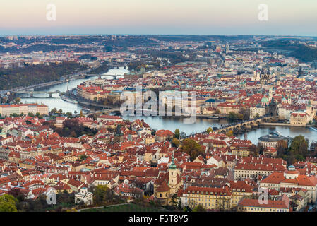 view from Petrin Observation, Prague, Czech republic, Bohemia, EU, Europe. Stock Photo