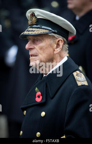 London, UK. 8th Nov, 2015. Prince Philip The Duke of Edinburgh attends the remembrance sunday commemoration at the cenotaph on Whitehall in London, United Kingdom, 8 November 2015. Photo: Patrick van Katwijk/dpa - NO WIRE SERVICE - - POINT DE VUE OUT - NO WIRE SERVICE -/dpa/Alamy Live News Stock Photo