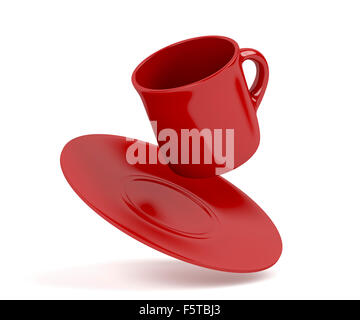 Single Drop Of Coffee Splashing Into A White Cup Mug Close Up View