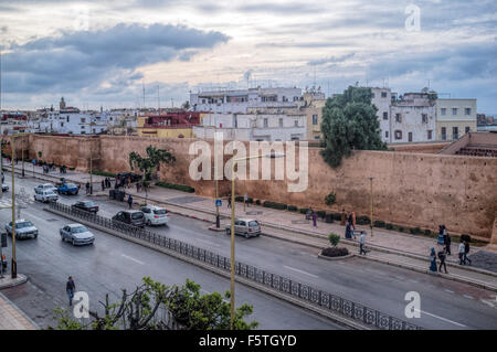 Medina walls, Avenue Hassan II, Rabat, Morocoo Stock Photo