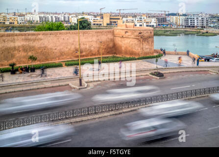 Medina walls, Avenue Hassan II, Rabat, Morocoo Stock Photo