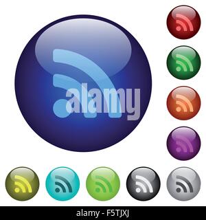 Set of color radio glass web buttons. Arranged layer structure. Stock Vector