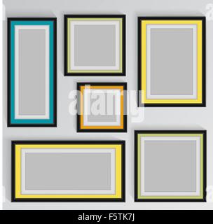wooden square picture frames color rainbow set for your web design Stock Vector