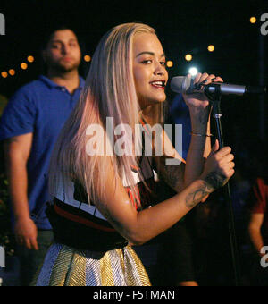 British pop star Rita Ora performs at The Surf Lodge in Montauk  Featuring: Rita Ora Where: Montauk, New York, United States When: 07 Sep 2015 Stock Photo