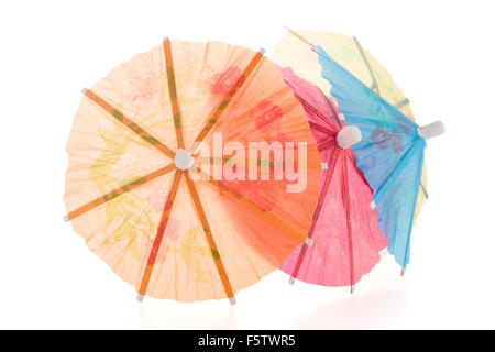 umbrellas for cocktails isolated on white background. Stock Photo