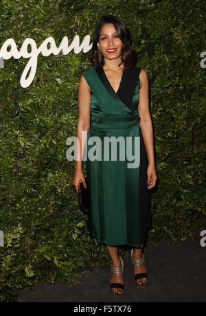 Celebrities attend the Salvatore Ferragamo 100 Years In Hollywood celebration at the newly unveiled Rodeo Drive flagship Salvatore Ferragamo boutique.  Featuring: Freida Pinto Where: Los Angeles, California, United States When: 09 Sep 2015 Stock Photo