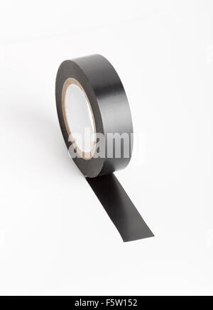 Black industrial tape isolated on white bsckground Stock Photo