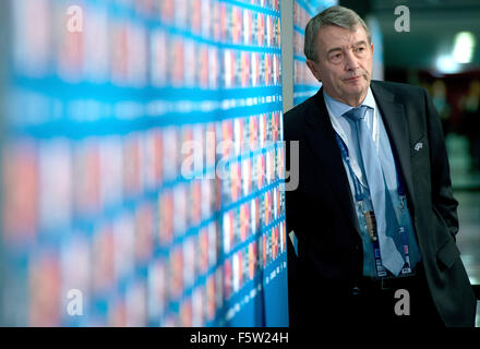 (FILE) A file picture dated 23 February 2014 shows Wolfgang Niersbach, president of German soccer association DFB in Nice, France. DFB president Wolfgang Niersbach resigned on 09 November 2015 over a payment made to football world governing body FIFA linked to the 2006 World Cup. Photo: Arne Dedert/dpa Stock Photo