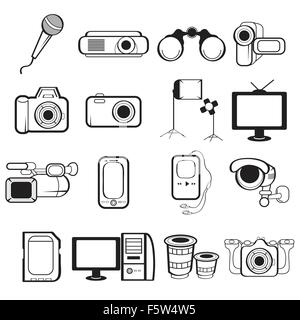 A vector illustration of electronic equipment icon sets Stock Vector