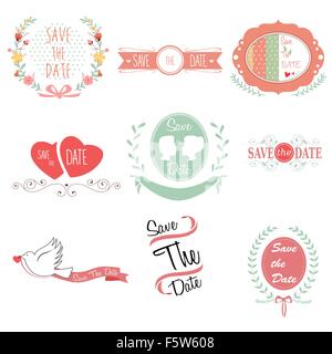 A vector illustration of save the date for wedding design Stock Vector