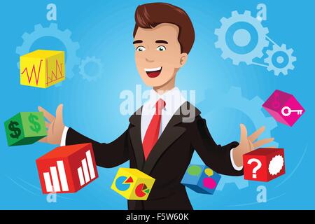 A vector illustration of businessman having an idea concept Stock Vector